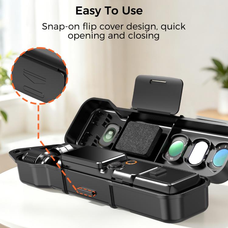Scatola portaoggetti rigida progettata con scomparto per filtro e slot per scheda SD., For DJI Osmo Pocket 4 / 3