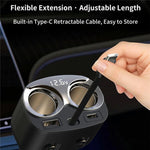 Caricabatterie da auto multiporta GE12 con display di tensione e interruttore indipendente, 120 W, con presa accendisigari., GE12
