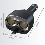 Caricabatterie da auto multiporta GE12 con display di tensione e interruttore indipendente, 120 W, con presa accendisigari., GE12