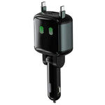 Caricabatterie da auto GE15 da 65 W PD a 4 porte con doppio cavo Type-C retrattile e luce ambientale a LED., GE15