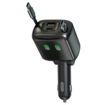Caricabatterie da auto GE15 da 65 W PD a 4 porte con doppio cavo Type-C retrattile e luce ambientale a LED., GE15
