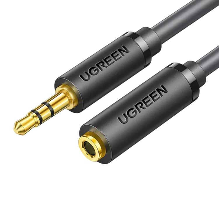 UGREEN AV124-10784 Gold-Plated 3.5mm Male to Female AUX Audio Extension Cable, Length: 2M, 3.5mm Male to 3.5mm Female Black