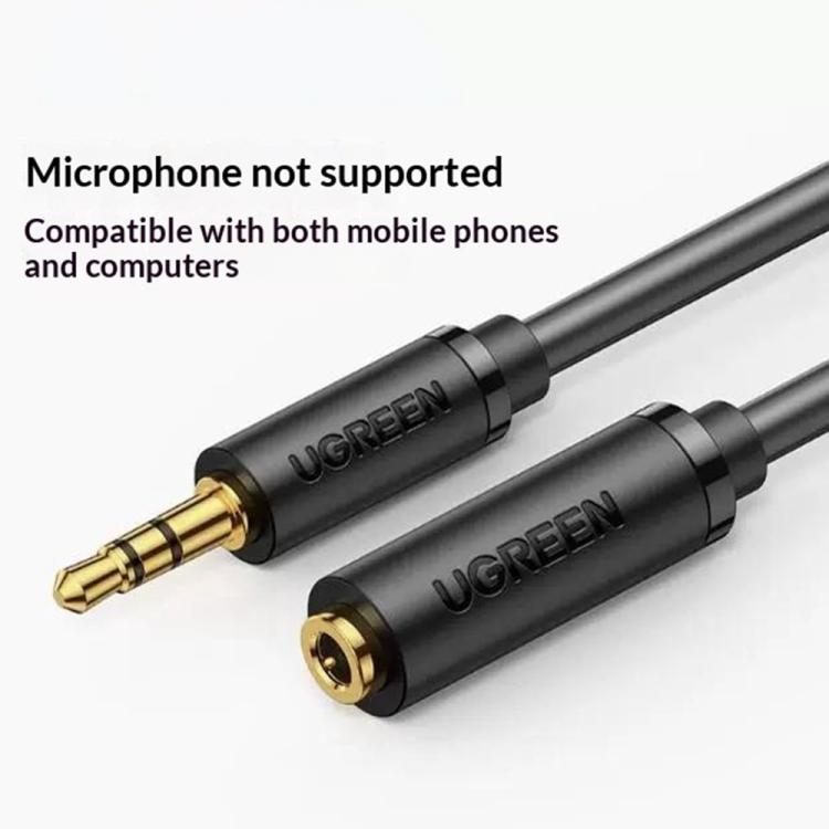 UGREEN AV124-10784 Gold-Plated 3.5mm Male to Female AUX Audio Extension Cable, Length: 2M, 3.5mm Male to 3.5mm Female Black
