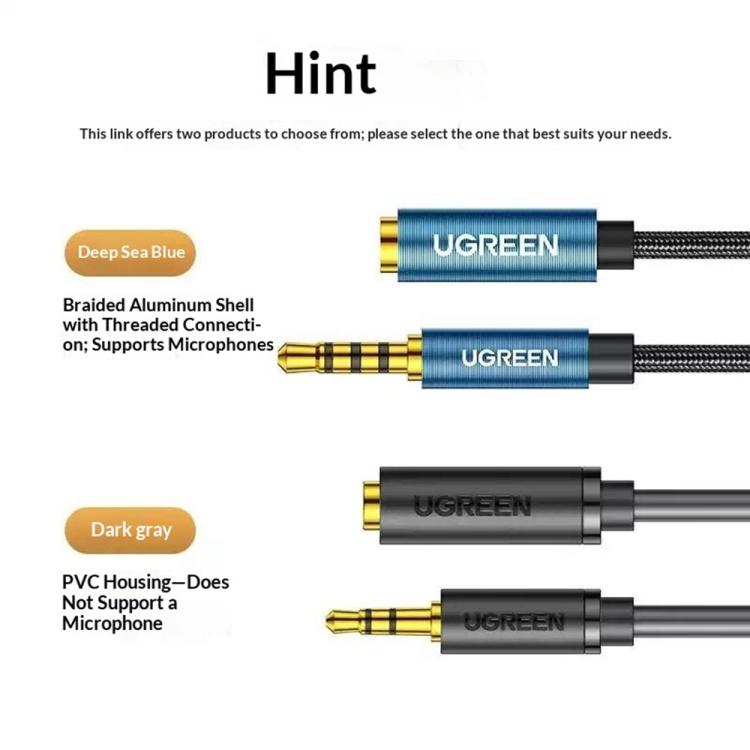 UGREEN AV124-10784 Gold-Plated 3.5mm Male to Female AUX Audio Extension Cable, Length: 2M, 3.5mm Male to 3.5mm Female Black