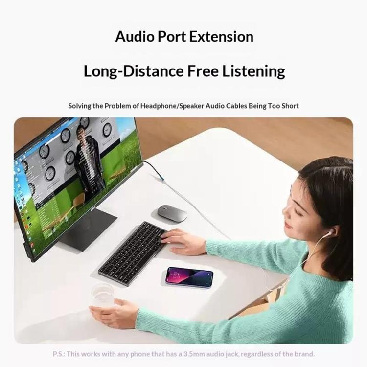 UGREEN AV124-10784 Gold-Plated 3.5mm Male to Female AUX Audio Extension Cable, Length: 2M, 3.5mm Male to 3.5mm Female Black