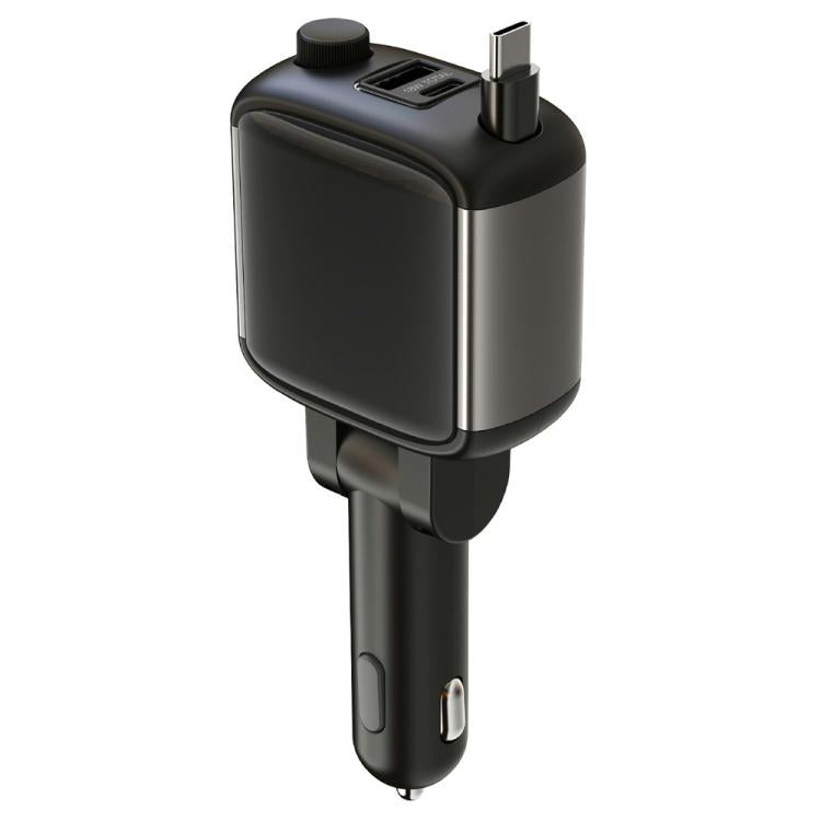 Caricabatterie da auto GE16 da 65 W PD con cavo Type-C retrattile, display della tensione e grafica a cartoni animati., GE16