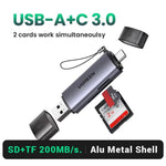Lettore di schede SD/TF a doppio slot UGREEN CM185 Type-C e USB 3.0