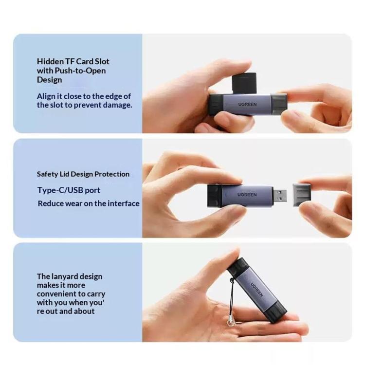 Lettore di schede SD/TF a doppio slot UGREEN CM185 Type-C e USB 3.0