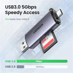 Lettore di schede SD/TF a doppio slot UGREEN CM185 Type-C e USB 3.0