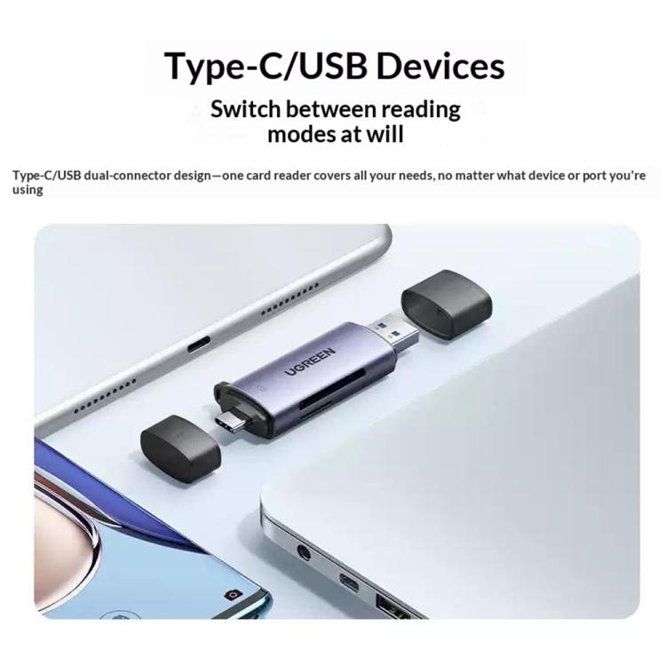 Lettore di schede SD/TF a doppio slot UGREEN CM185 Type-C e USB 3.0
