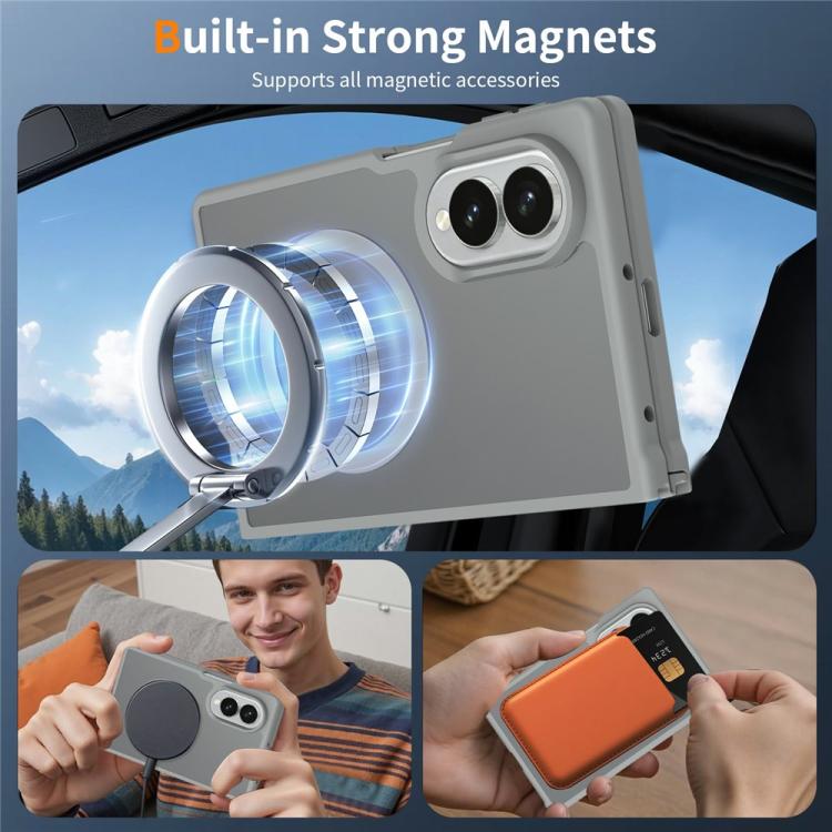 Set 5 in 1: custodia magnetica per telefono con effetto pelle, 2 pellicole protettive esterne per lo schermo + 2 pellicole protettive interne in idrogel per lo schermo., For Galaxy Z Fold8 5G