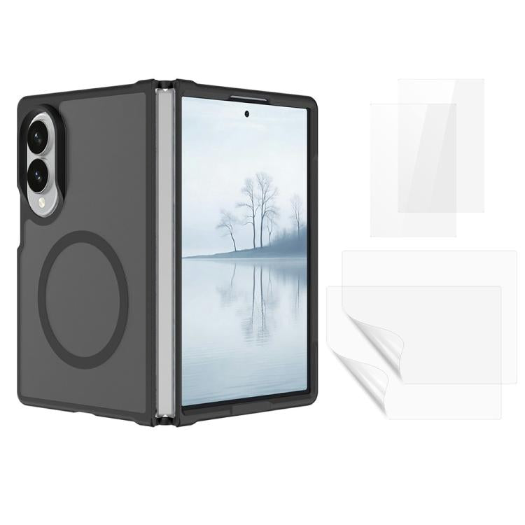 Set 5 in 1: custodia magnetica per telefono con effetto pelle, 2 pellicole protettive esterne per lo schermo + 2 pellicole protettive interne in idrogel per lo schermo., For Galaxy Z Fold8 5G