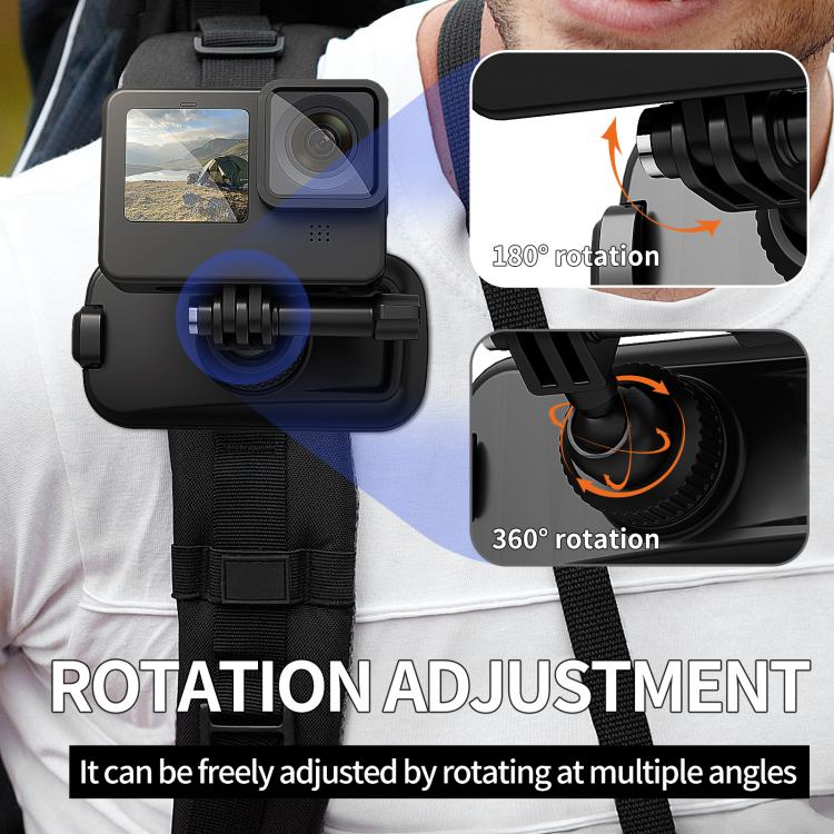 Clip magnetica a sgancio rapido regolabile a 360° per zaino, compatibile con DJI, Insta360, GoPro e altre action camera., For Action Cameras