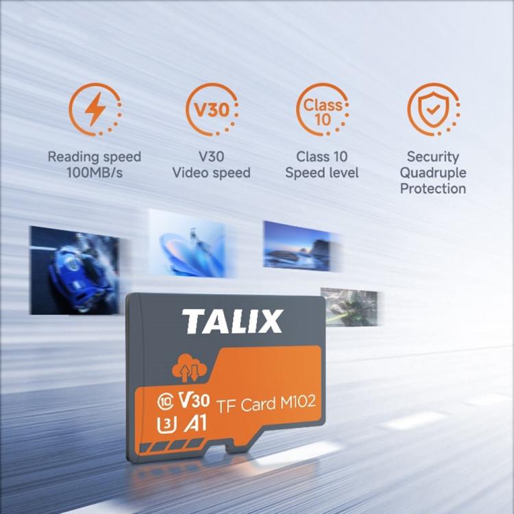 TALIX M102 TF Card U3 V30 A1 4K UHD Video Storage Memory Card, M102-32G, M102-64G, M102-128G, M102-256G, M102-512G