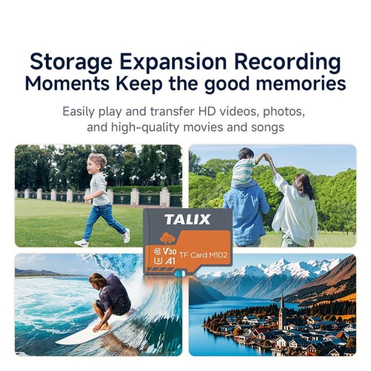 TALIX M102 TF Card U3 V30 A1 4K UHD Video Storage Memory Card, M102-32G, M102-64G, M102-128G, M102-256G, M102-512G