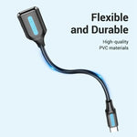 VENTION CCS Series 0.15m USB 2.0 Type-C Male to USB-A Female 480Mbps Transfer OTG Data Cable, Type-C M to USB-A F
