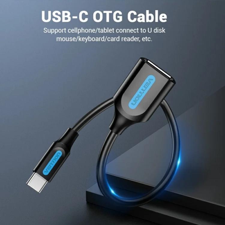 VENTION CCS Series 0.15m USB 2.0 Type-C Male to USB-A Female 480Mbps Transfer OTG Data Cable, Type-C M to USB-A F