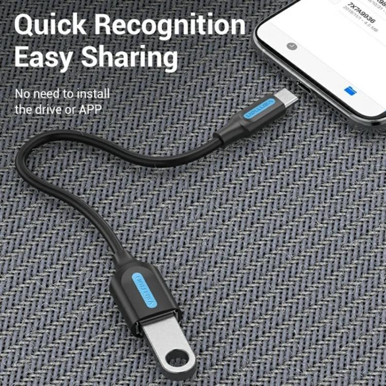 VENTION CCS Series 0.15m USB 2.0 Type-C Male to USB-A Female 480Mbps Transfer OTG Data Cable, Type-C M to USB-A F