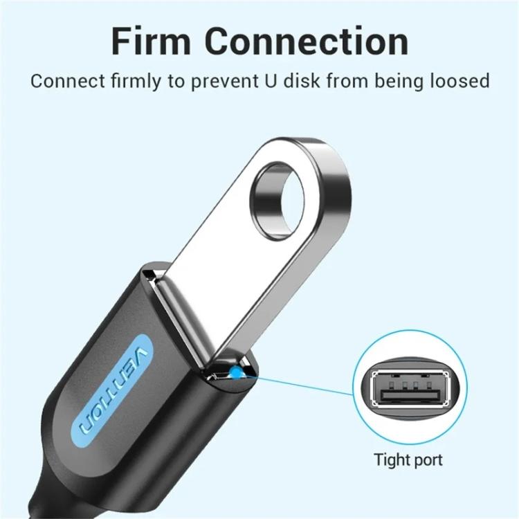 VENTION CCU Series USB 2.0 Micro-B Male to USB-A Female OTG Adapter 0.15m Round PVC Data Cable, Micro-B M to USB-A F