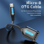 VENTION CCU Series USB 2.0 Micro-B Male to USB-A Female OTG Adapter 0.15m Round PVC Data Cable, Micro-B M to USB-A F