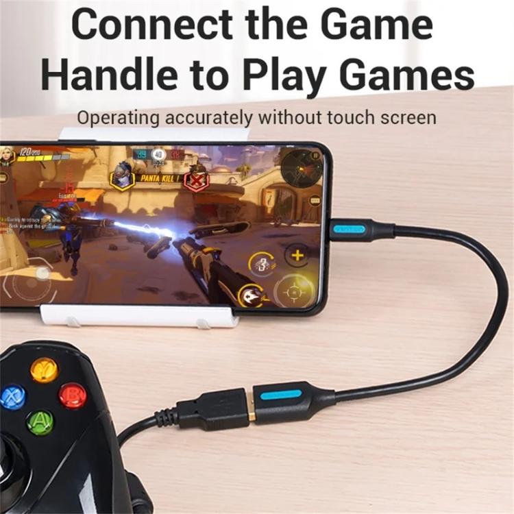 VENTION CCU Series USB 2.0 Micro-B Male to USB-A Female OTG Adapter 0.15m Round PVC Data Cable, Micro-B M to USB-A F