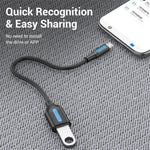 VENTION CCU Series USB 2.0 Micro-B Male to USB-A Female OTG Adapter 0.15m Round PVC Data Cable, Micro-B M to USB-A F