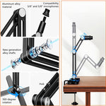 Supporto da tavolo per microfono in lega di alluminio ruotabile a 360 gradi per HyperX QuadCast e Blue Yeti., Microphone Arm Holder