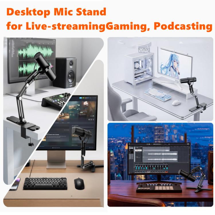 Supporto da tavolo per microfono in lega di alluminio ruotabile a 360 gradi per HyperX QuadCast e Blue Yeti., Microphone Arm Holder