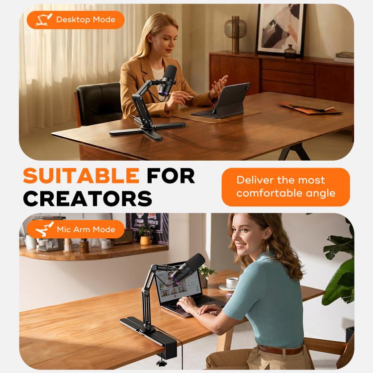 Supporto da tavolo per microfono in lega di alluminio ruotabile a 360 gradi per HyperX QuadCast e Blue Yeti., Microphone Arm Holder