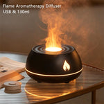 Flame Essential Oil Diffuser 130ml Ultrasonic Aromatherapy Humidifier, 7 Color Gradient Light, Black, White