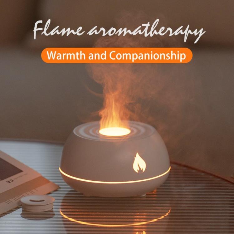 Flame Essential Oil Diffuser 130ml Ultrasonic Aromatherapy Humidifier, 7 Color Gradient Light, Black, White