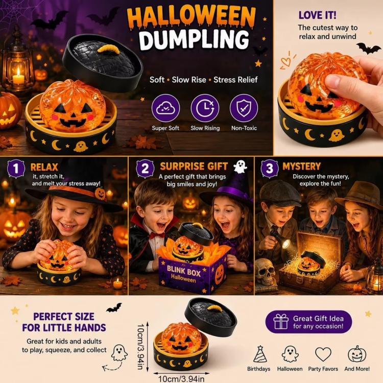 Halloween Ghost Dumpling Squishy 8.5cm Slow Rising Stress Relief Toy for Kids Adults
