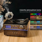 Phonograph Retro Style Aromatherapy Diffuser, 7 Color Atmosphere Light Effects, 3 Gear Timing Used For Indoor Humidification, Light Wood Grain, White, Black, Antique Copper?