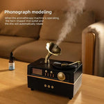 Phonograph Retro Style Aromatherapy Diffuser, 7 Color Atmosphere Light Effects, 3 Gear Timing Used For Indoor Humidification, Light Wood Grain, White, Black, Antique Copper?