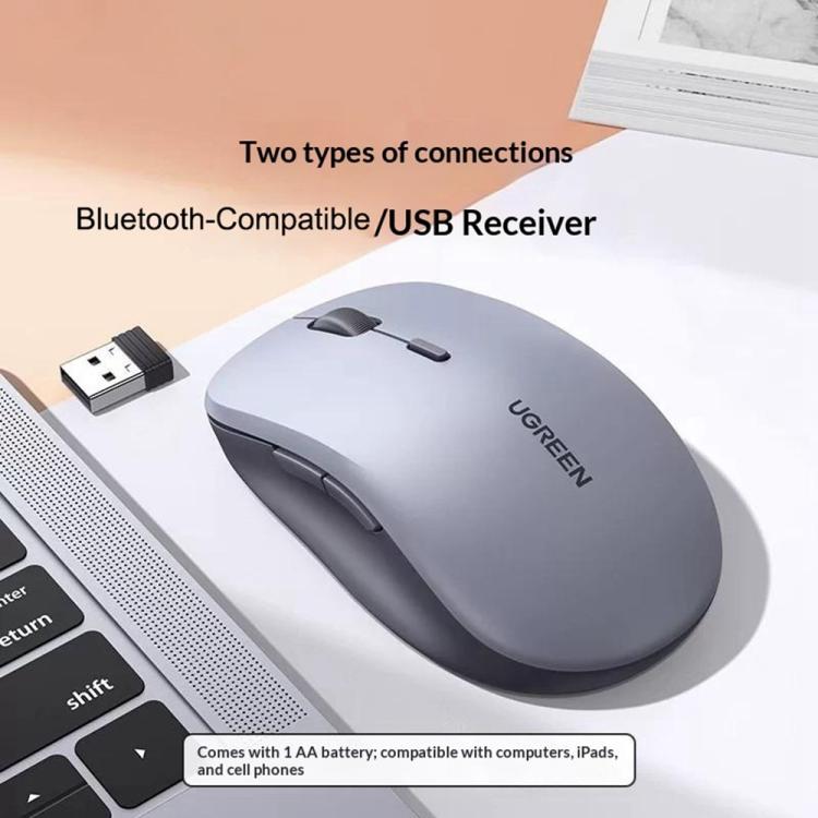 Mouse wireless ergonomico UGREEN MU002 – Dual Mode (Bluetooth e 2,4 GHz) – Click silenzioso