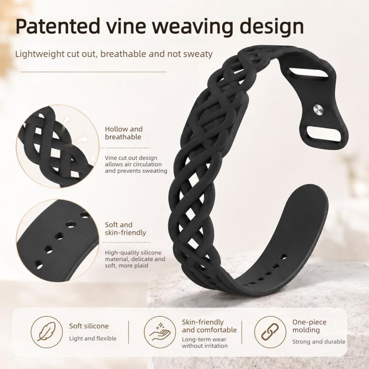 Vine Woven Design Butterfly Buckle Silicone Watch Band, For Google Fitbit Air