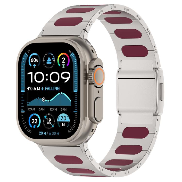 Magnetic Style Alloy Hybrid Silicone Watch Band, For Apple Watch 46mm / 49mm / 45mm / 44mm, For Apple Watch 42mm / 41mm / 40mm / 38mm