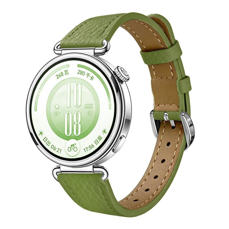 Slim Lychee-Textured Genuine Leather Watch Band, 18mm