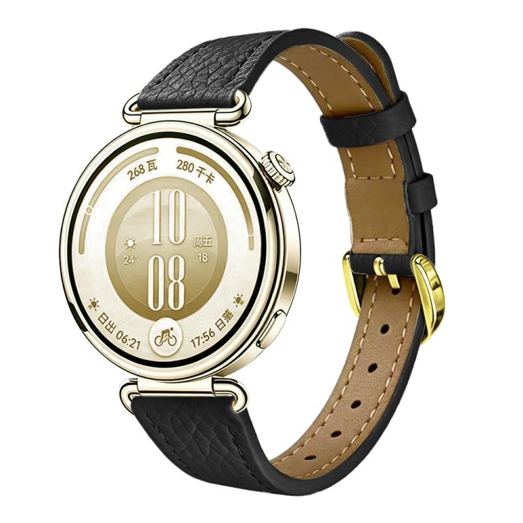 Slim Lychee-Textured Genuine Leather Watch Band, 18mm