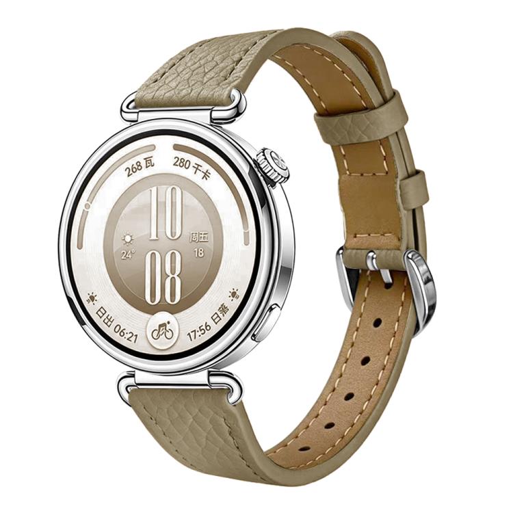 Slim Lychee-Textured Genuine Leather Watch Band, 18mm