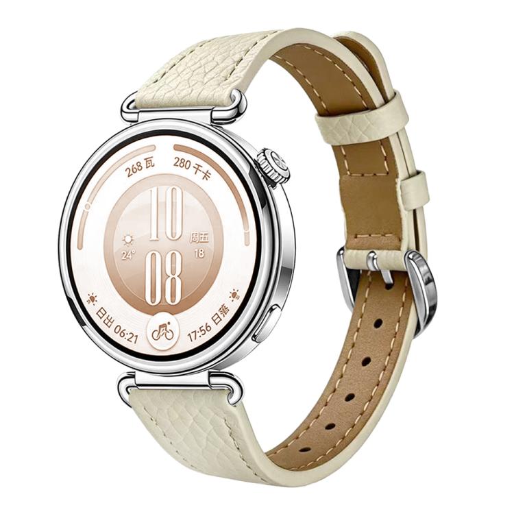 Slim Lychee-Textured Genuine Leather Watch Band, 18mm
