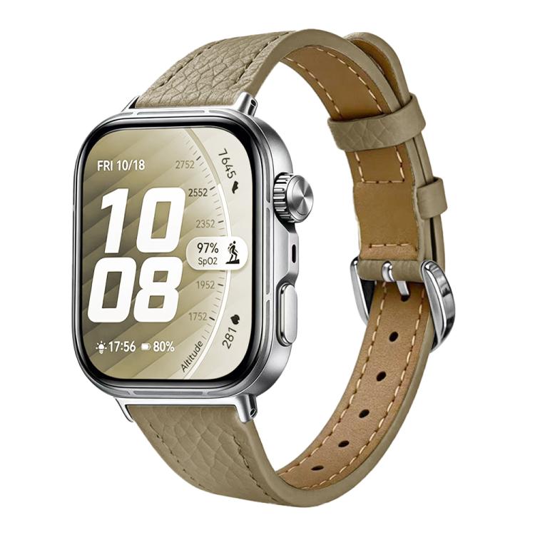 Slim Lychee-Textured Genuine Leather Watch Band, For Huawei Watch Fit 5 Pro / Fit 5 / Fit 4