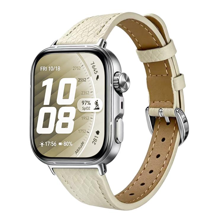 Slim Lychee-Textured Genuine Leather Watch Band, For Huawei Watch Fit 5 Pro / Fit 5 / Fit 4