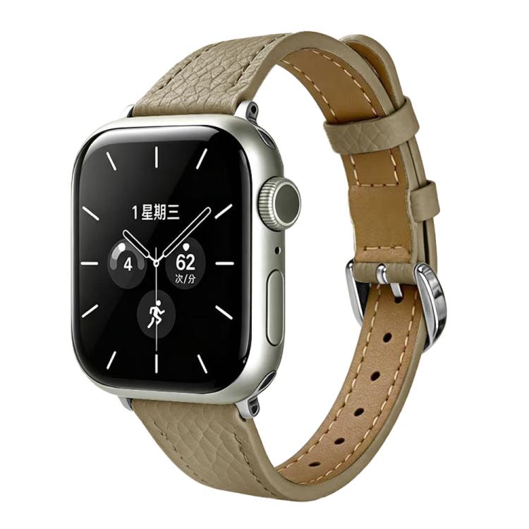 Slim Lychee-Textured Genuine Leather Watch Band, For Apple Watch 46mm / 49mm / 45mm / 44mm, For Apple Watch 42mm / 41mm / 40mm / 38mm