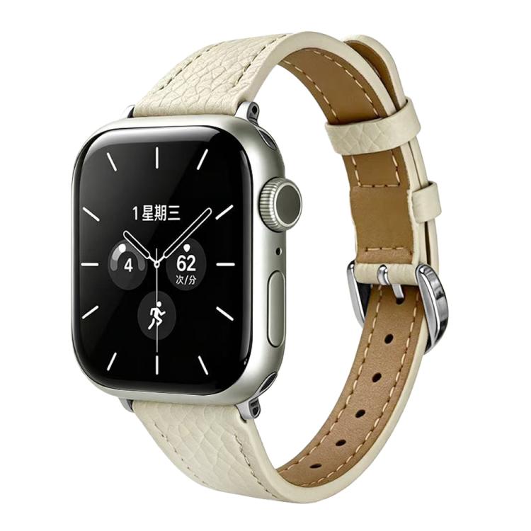 Slim Lychee-Textured Genuine Leather Watch Band, For Apple Watch 46mm / 49mm / 45mm / 44mm, For Apple Watch 42mm / 41mm / 40mm / 38mm