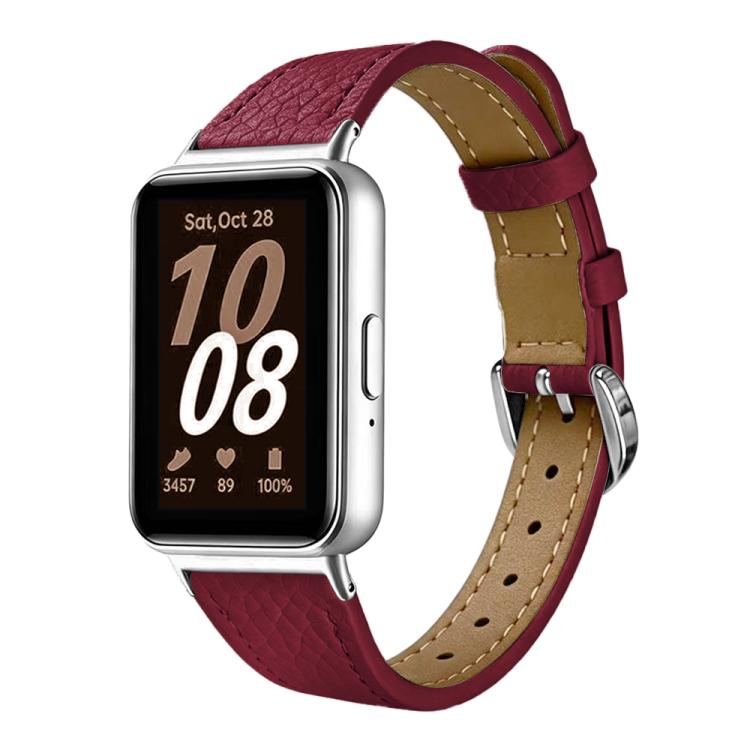 Slim Lychee-Textured Genuine Leather Watch Band, For Galaxy Fit3