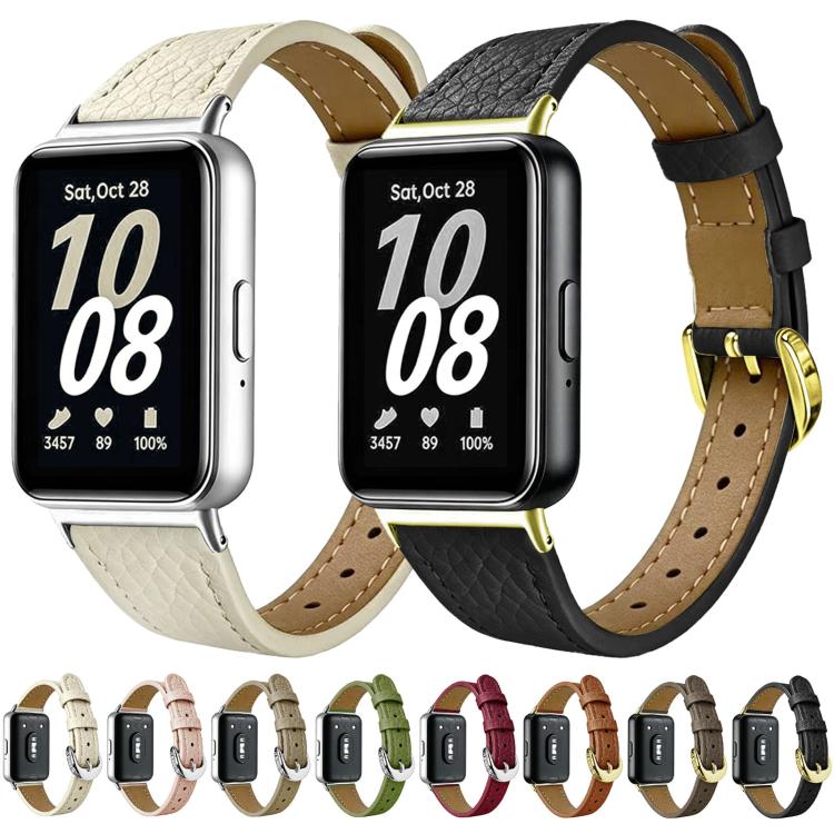 Slim Lychee-Textured Genuine Leather Watch Band, For Galaxy Fit3