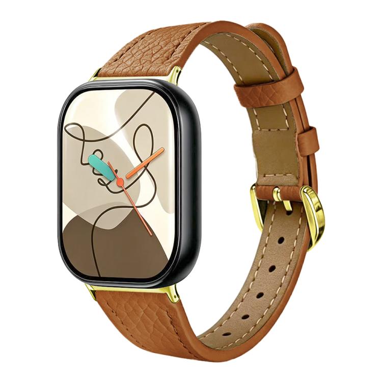 Slim Lychee-Textured Genuine Leather Watch Band, For Xiaomi Band  10 Pro / Redmi Watch 6 / 5