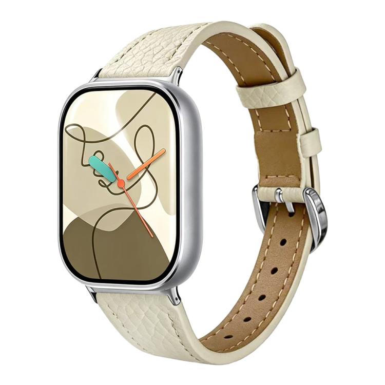 Slim Lychee-Textured Genuine Leather Watch Band, For Xiaomi Band  10 Pro / Redmi Watch 6 / 5