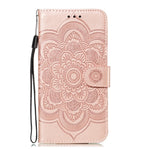 Custodia in pelle a ribalta orizzontale con motivo a goffratura mandala per iPhone XIR (2019), con supporto e fessure per carte e portafoglio, cornice per foto e cordino, For iPhone 11